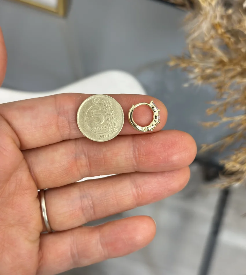 Çelik XP Marka Renkli Taşlı Çocuk Halka Küpe