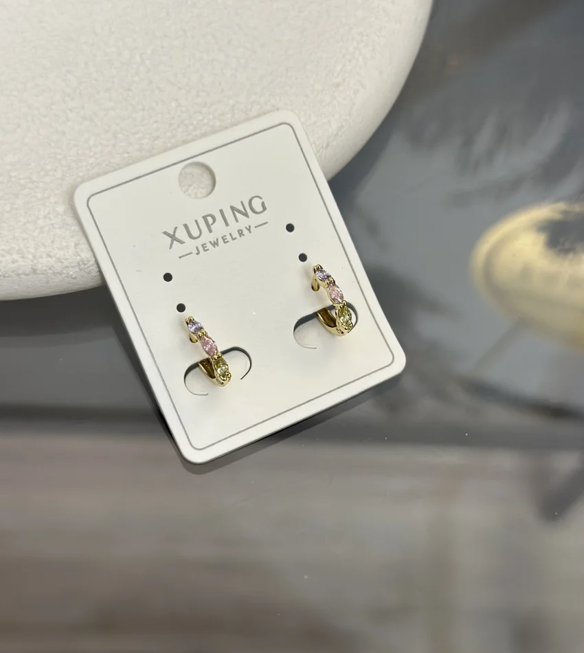 Çelik XP Marka Renkli Taşlı Çocuk Halka Küpe