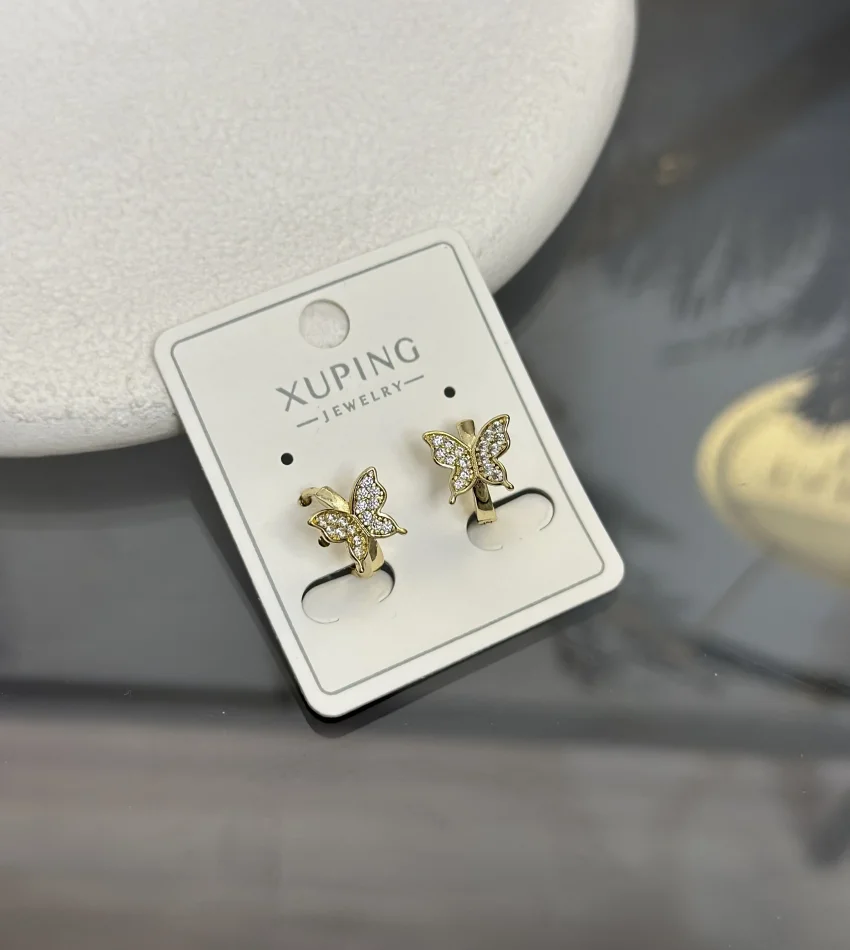 Çelik XP Marka Kelebekli Taşlı Çocuk Küpesi