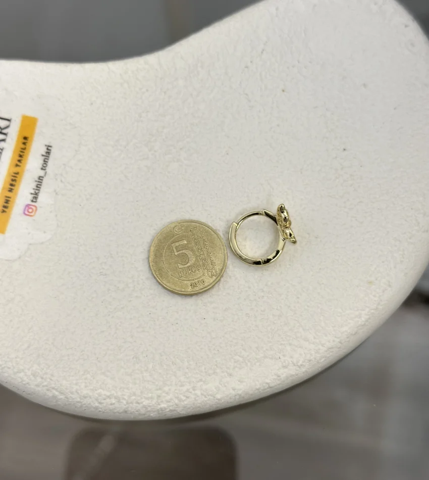 Çelik XP Marka Kelebekli Taşlı Çocuk Küpesi