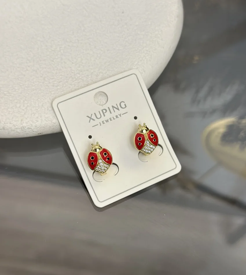 Çelik XP Marka Uğur Böceği Çocuk Halka Küpe