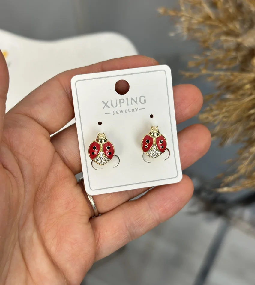 Çelik XP Marka Uğur Böceği Çocuk Halka Küpe