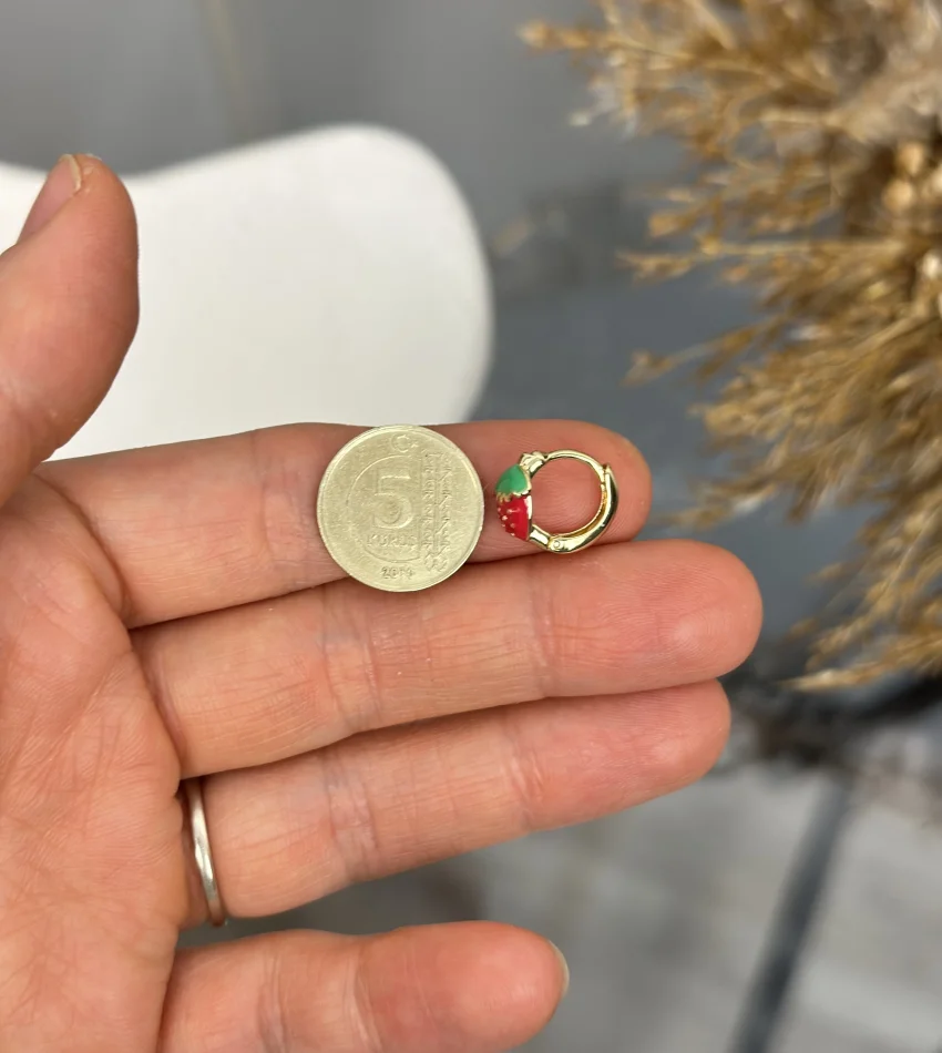 Çelik XP Marka Çilek Halka Çocuk Küpesi