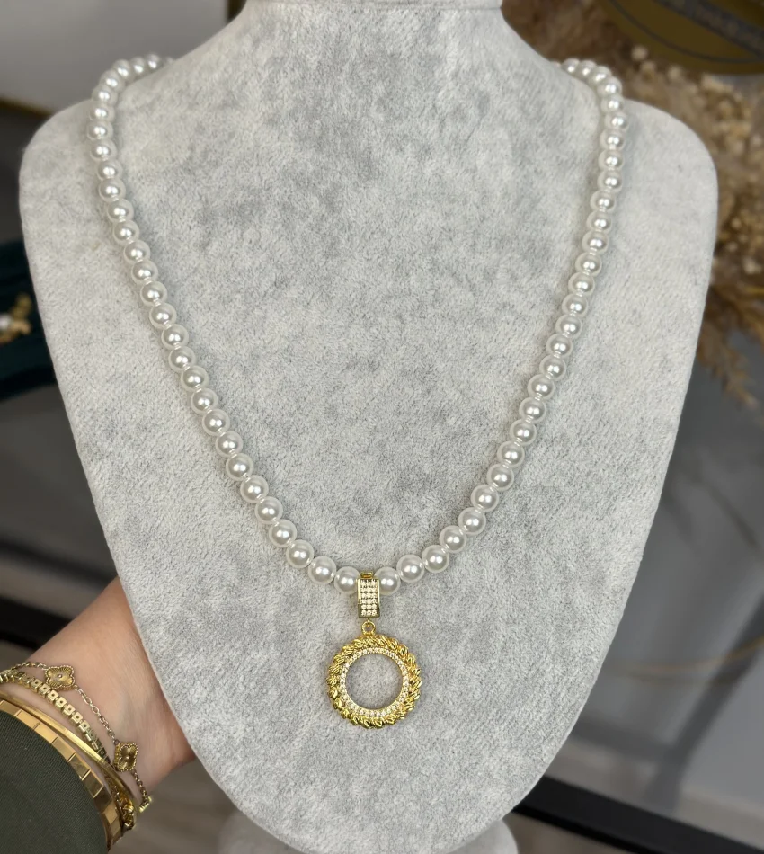 Çeyreklik Dorikali İnci Kolye (50 cm)