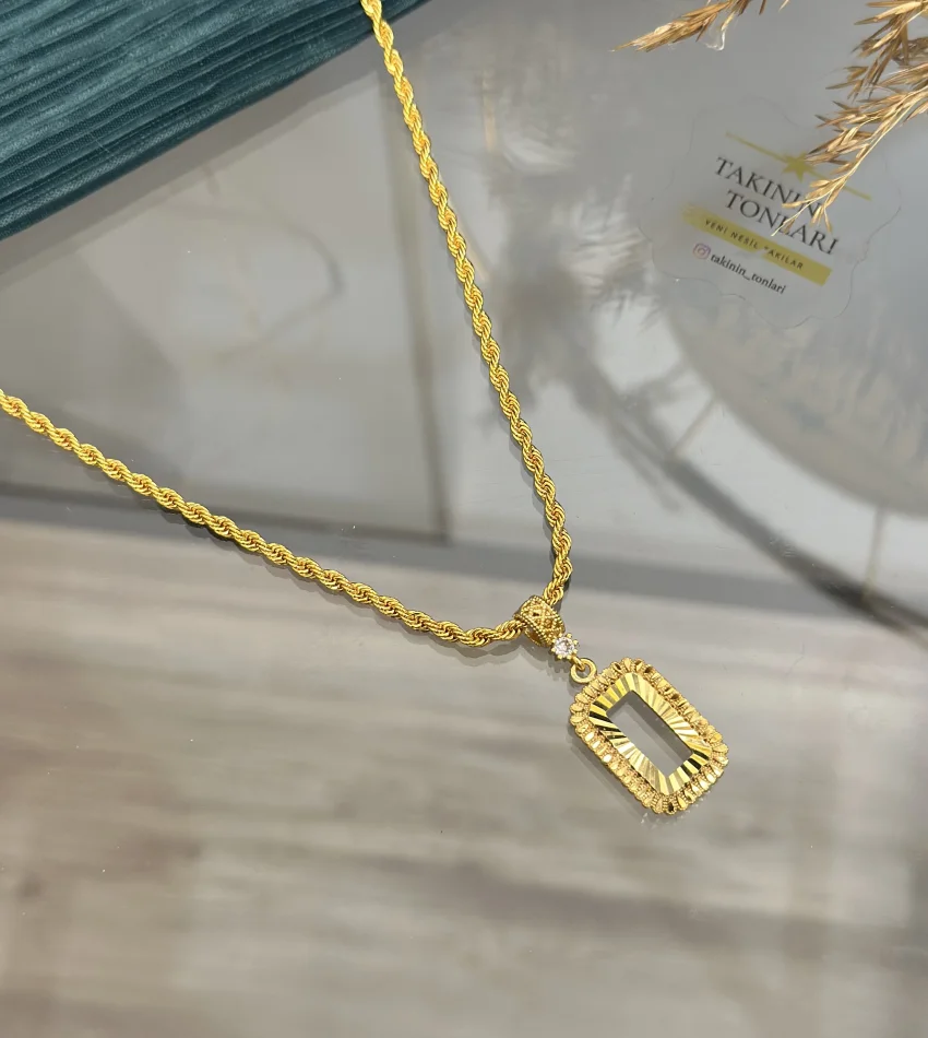 Gram Altınlık Taşsız Kalem İşi Burgu Kolye (60 cm)