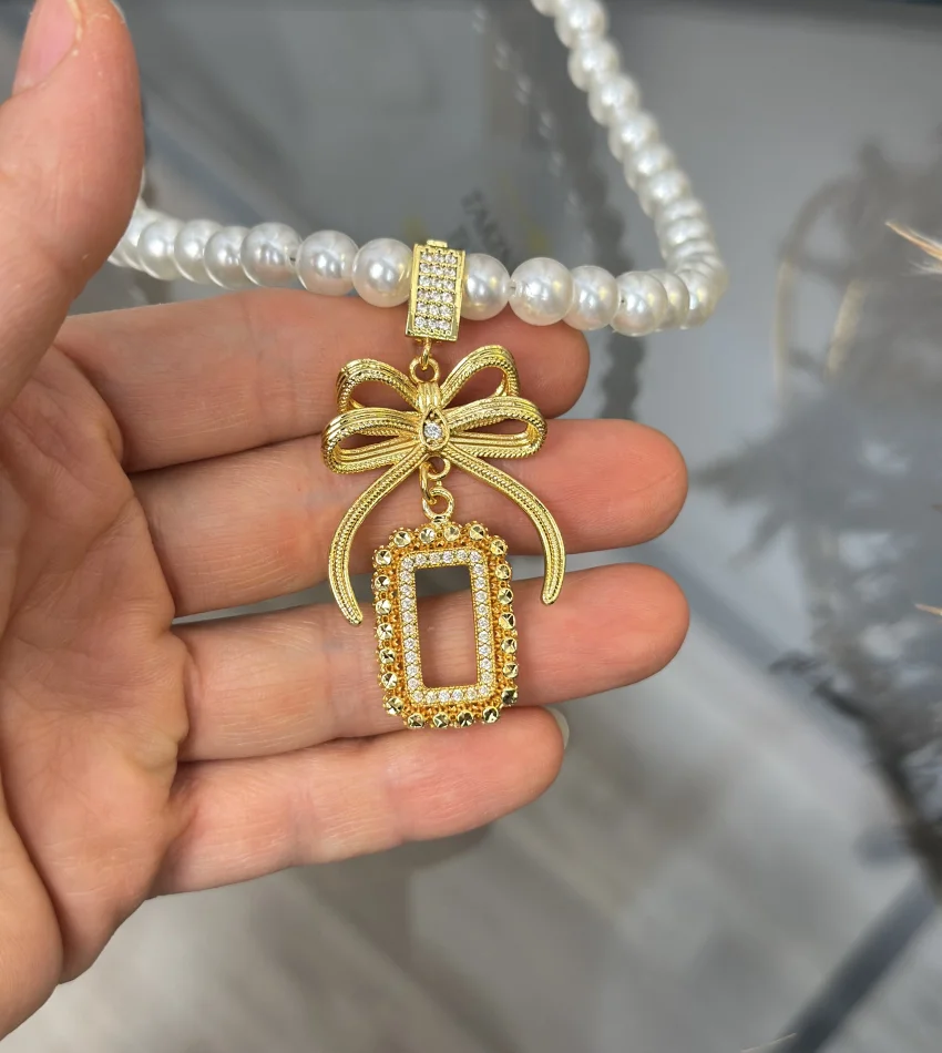 Gram Altınlık Fiyonklu İnci Kolye Seri 2 (50 cm)