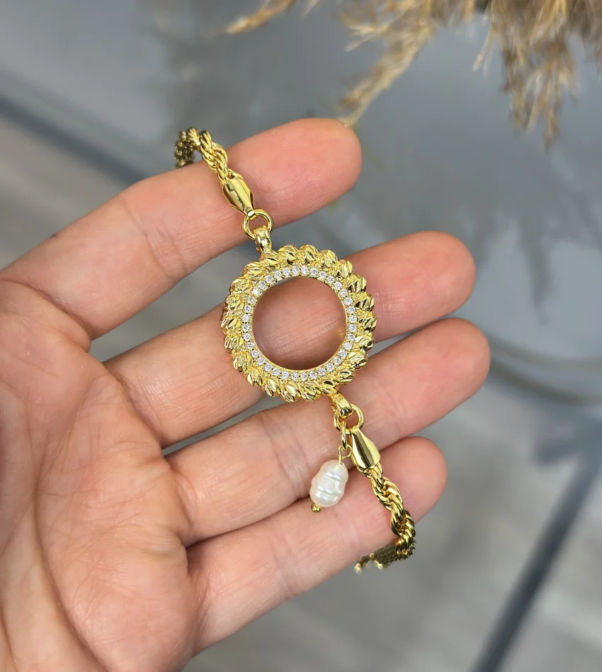 Çeyreklik Dorikali Doğal İncili Burgu Bileklik (18cm+3 cm uzatma )