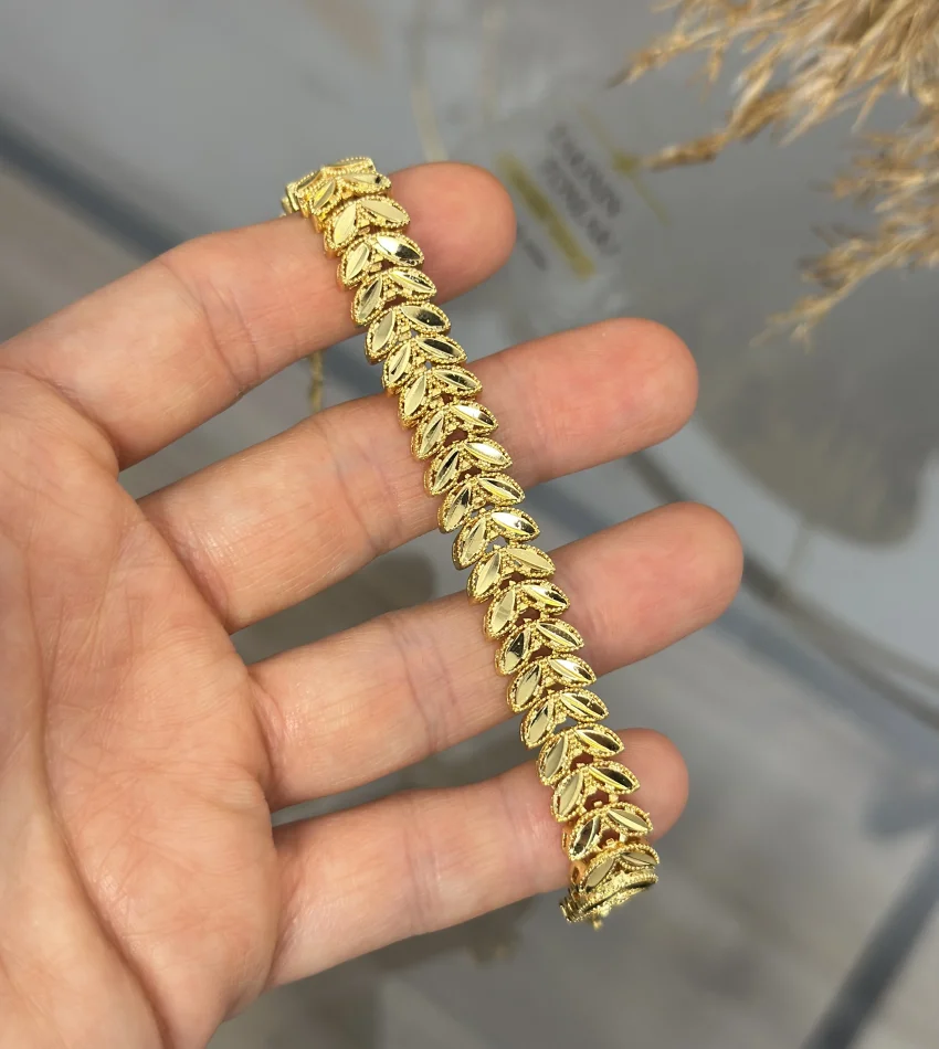 22 Ayar Kaplama Zarif Başak Bileklik (17 cm +4 cm Uzatma)