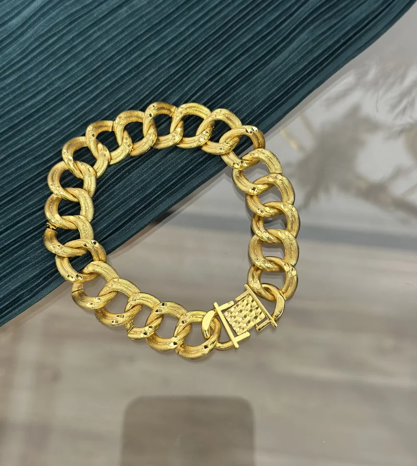 22 Ayar Kaplama Çizgi Dokulu Samanyolu Bileklik (19 cm)