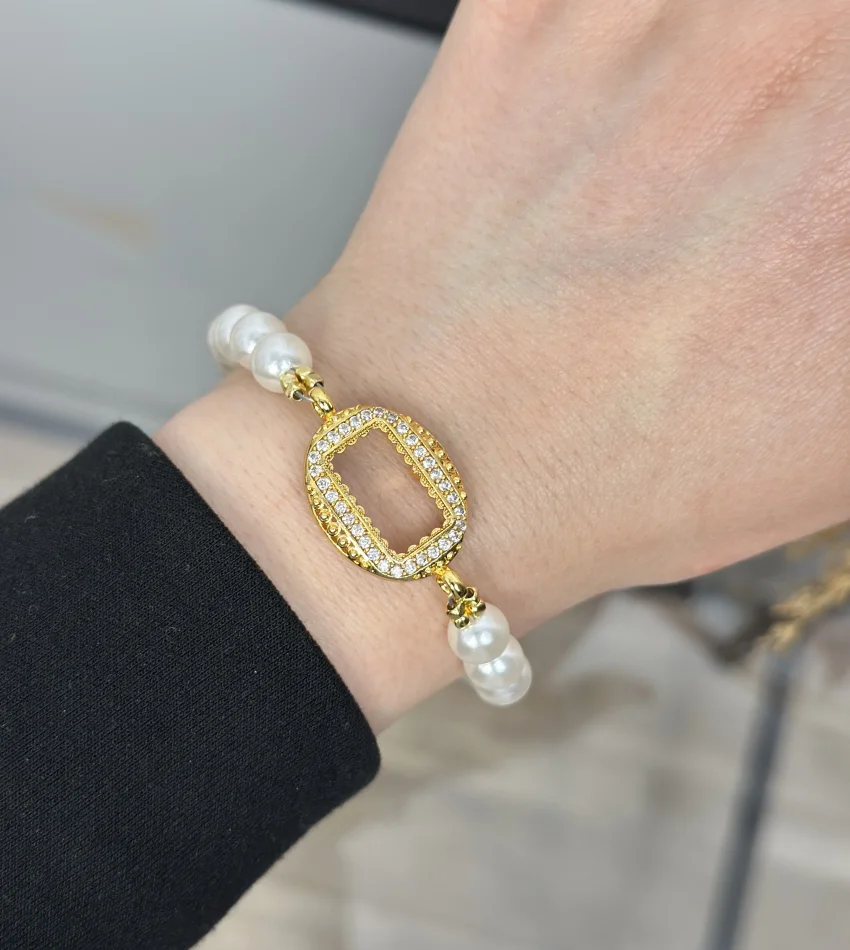 Oval Gram Altınlık Fiyonklu İnci Set