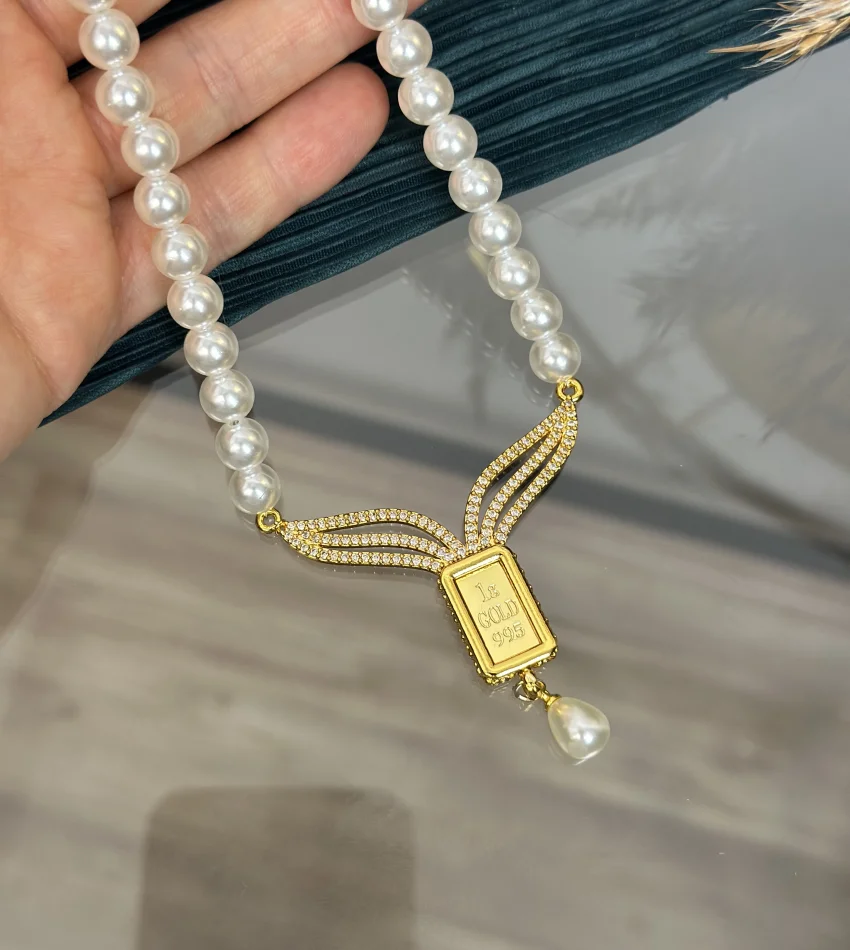 Gram Altınlık Tasarım İnci Kolye (50 cm)