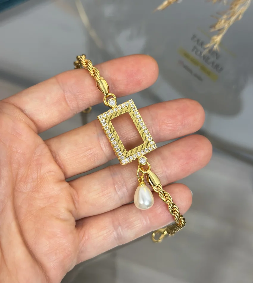 Gram Altınlık İncili Burgu Bileklik (17+3 cm)