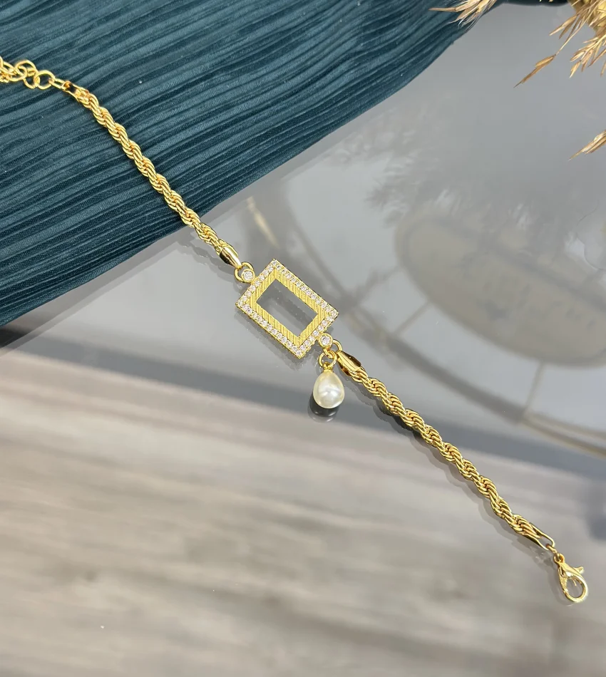 Gram Altınlık İncili Burgu Bileklik (17+3 cm)