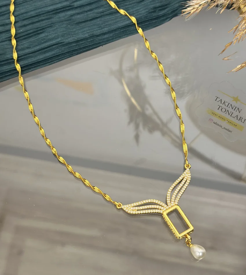 Gram Altınlık Singapur Zincirli Tasarım Kolye (65 cm-Klips yoktur )