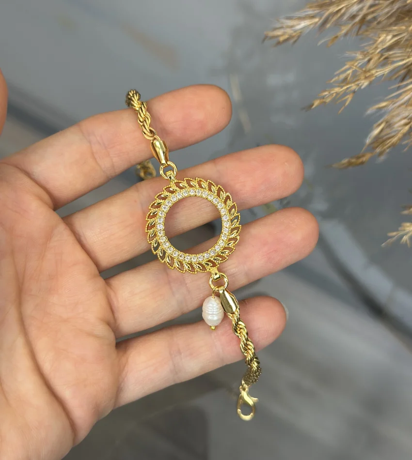 Çeyreklik Buğday Model Doğal İncili Burgu Bileklik (17+3 cm)
