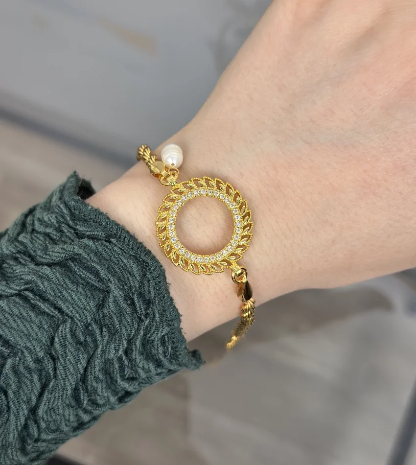 Çeyreklik Buğday Model Doğal İncili Burgu Bileklik (17+3 cm)