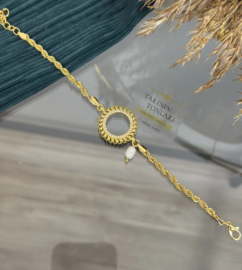 Çeyreklik Buğday Model Doğal İncili Burgu Bileklik (17+3 cm)