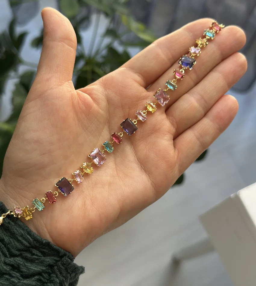 İthal Renkli Taşlı A kalite Baget Bileklik