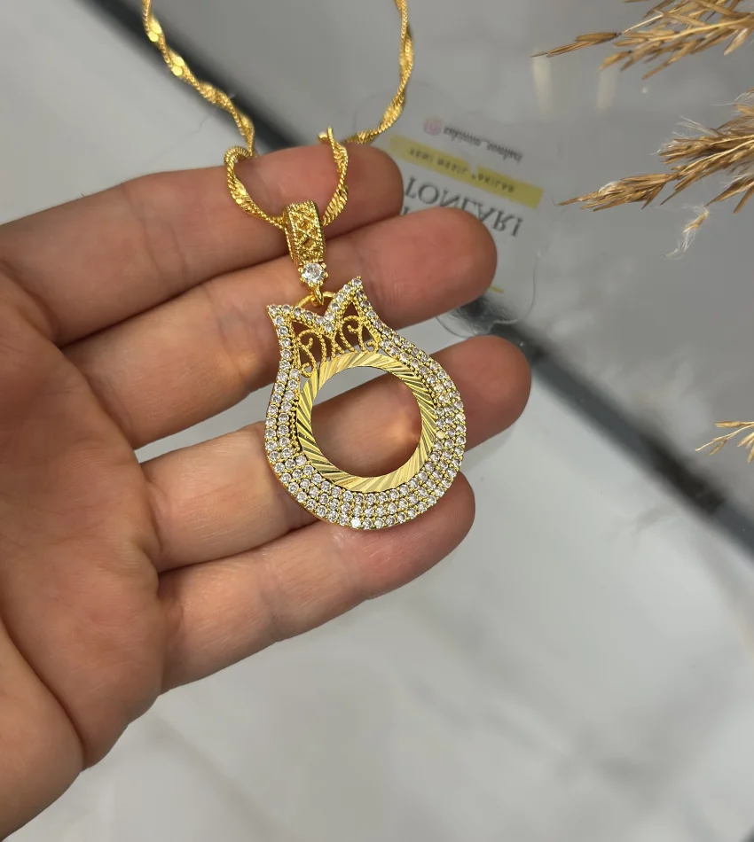 Çeyreklik Taşlı Lale Model Kolye (60 cm)