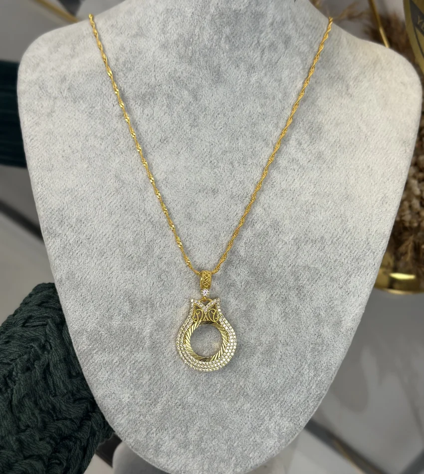 Çeyreklik Taşlı Lale Model Kolye (60 cm)