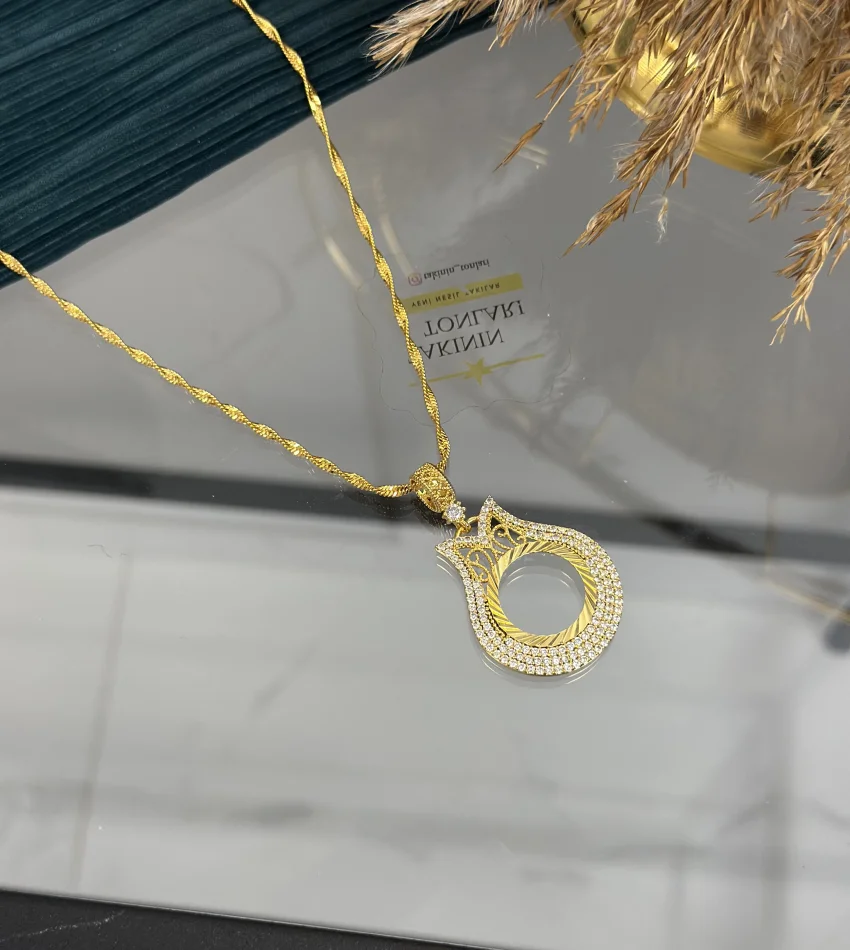 Çeyreklik Taşlı Lale Model Kolye (60 cm)