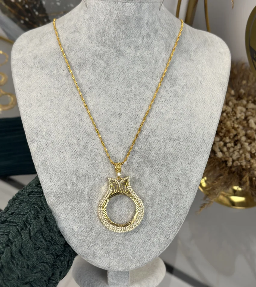 Tam Altınlık Taşlı Lale Model Kolye (60 cm)