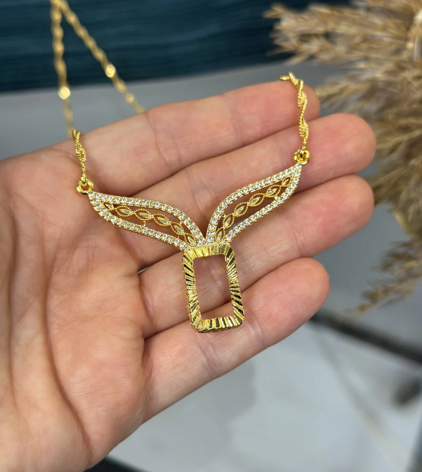 Gram Altınlık Tasarım Pul Detaylı Singapur  Kolye (65 cm-Klips yoktur)