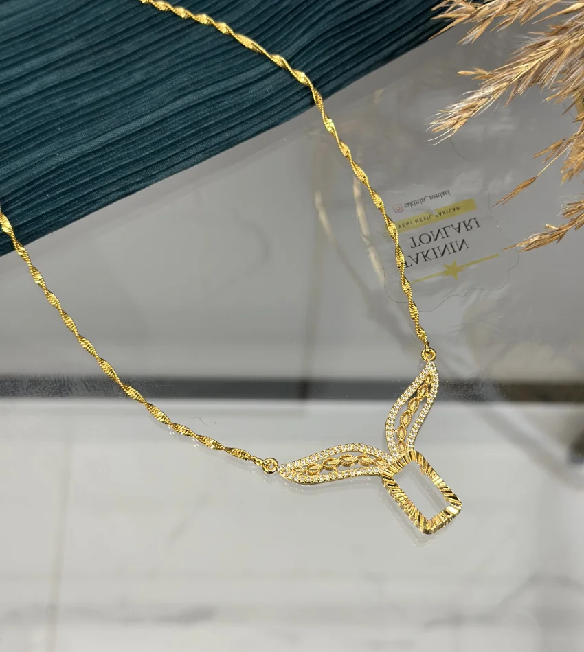 Gram Altınlık Tasarım Pul Detaylı Singapur  Kolye (65 cm-Klips yoktur)
