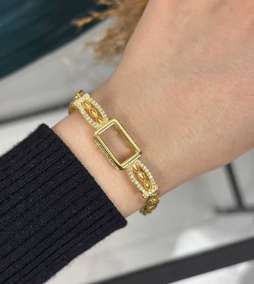 Gram Altınlık Tasarım Pul Detaylı Bileklik (18 cm)