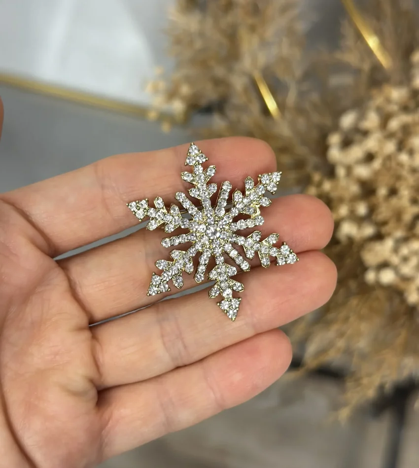 Kar Tanesi Taşlı Broş