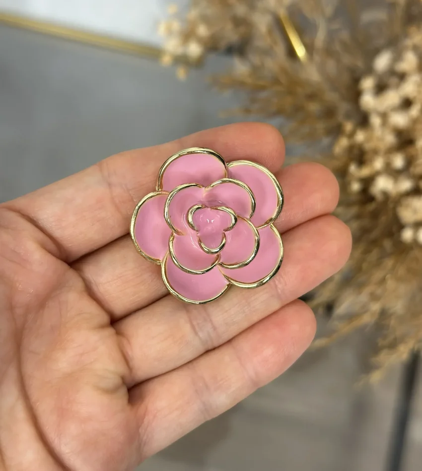 Üç Boyutlu Pembe Gül Broş