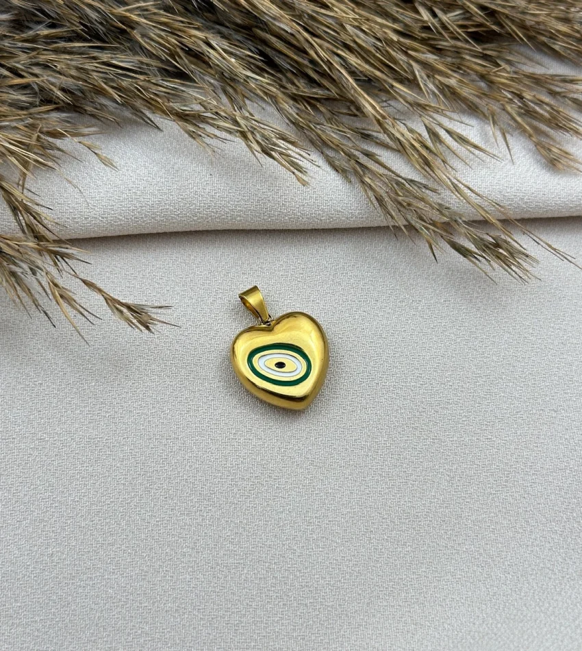 Bombeli Çelik Kalp Kolye Ucu