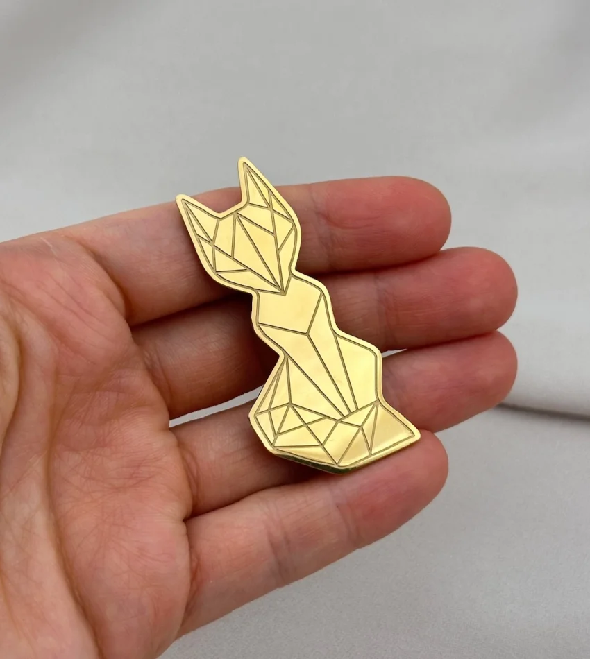 Çelik Gold Kedi Broş
