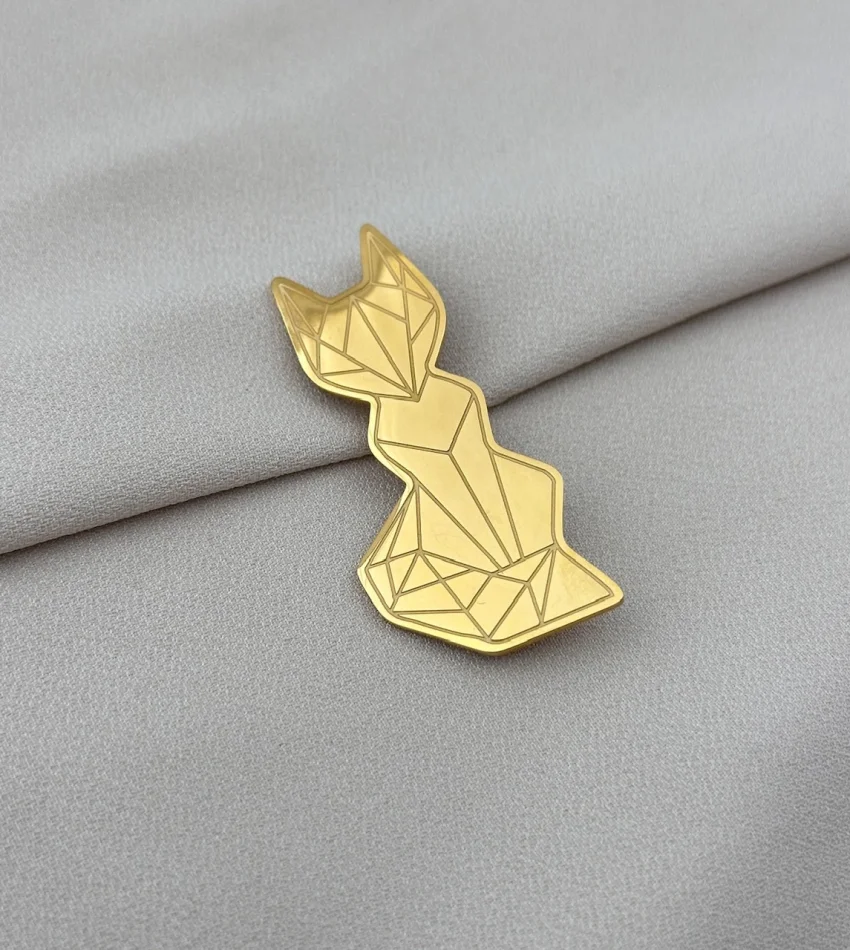 Çelik Gold Kedi Broş