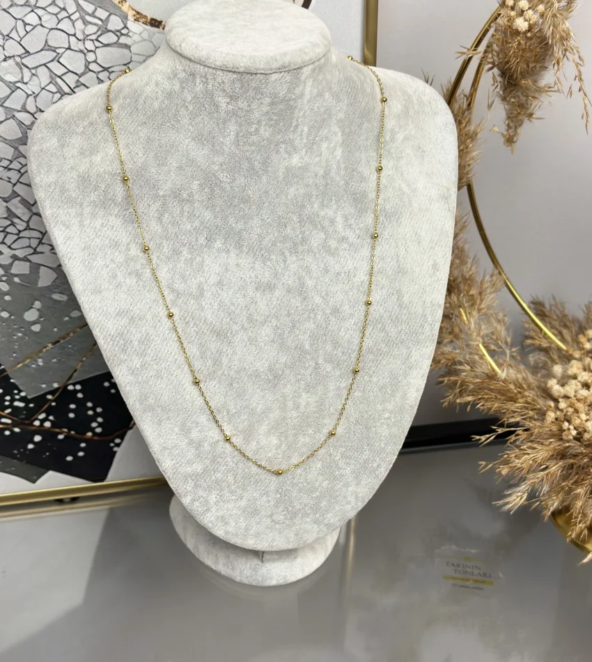 Çelik Topçuklu Zarif Kolye (60+5 cm)