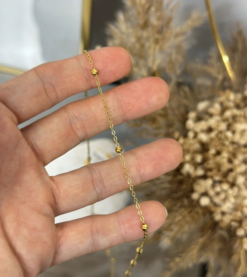 Çelik Topçuklu Zarif Kolye (60+5 cm)