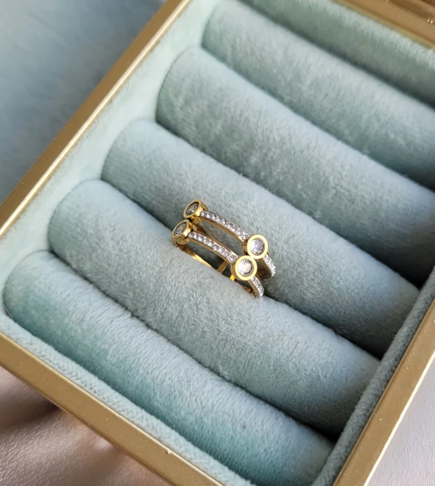 Çift Sıra Taşlı Yüzük