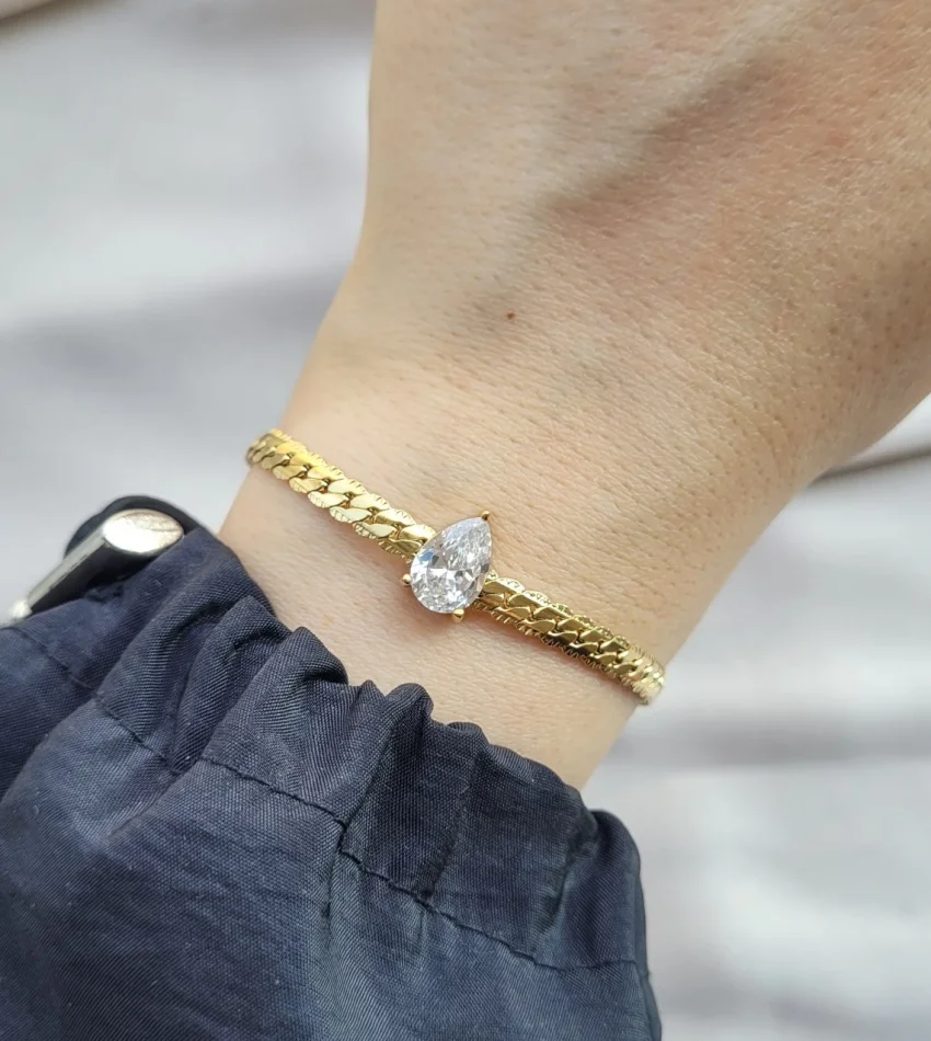 Damla Tek Taş Zarif Bileklik