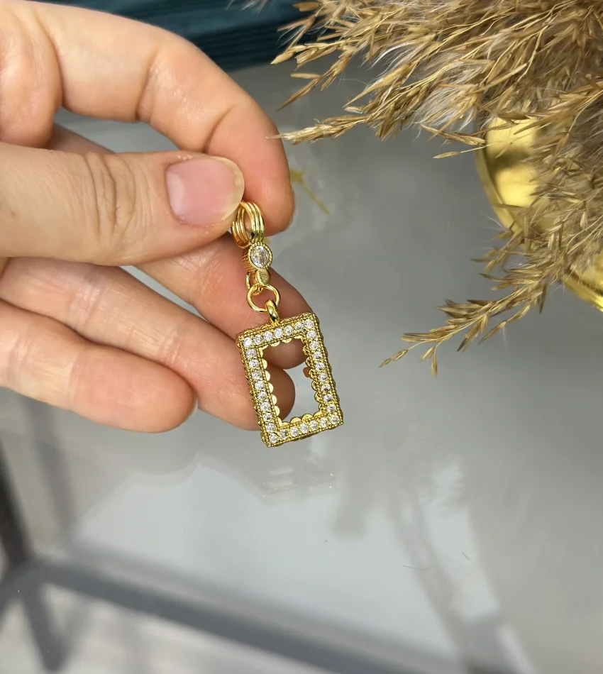 Dikdörtgen Gram Altınlık Yuvarlak Klipsli Kolye Ucu