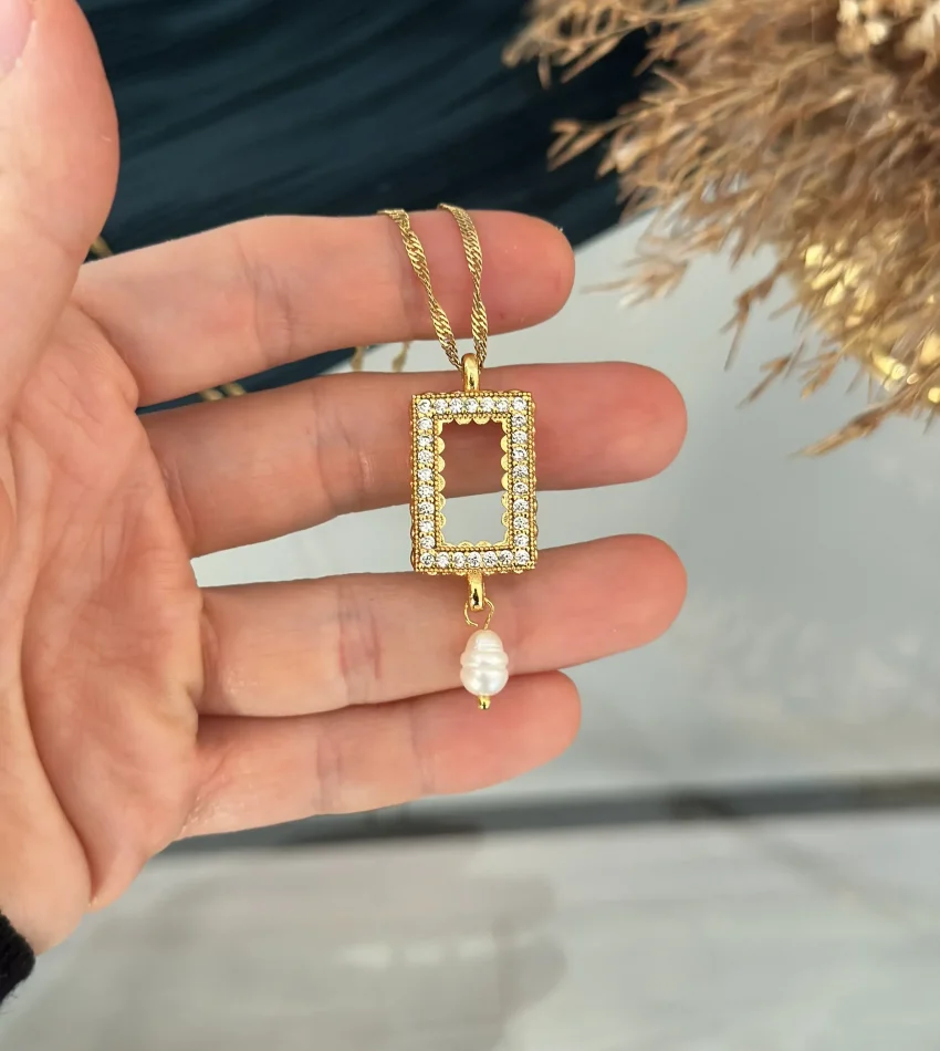 Doğal İncili Gram Altınlık Kolye (60 cm)