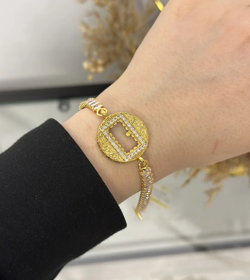 Gram Bileklik Yuvarlak Kristal Baget Bileklik (17.5+3 cm)