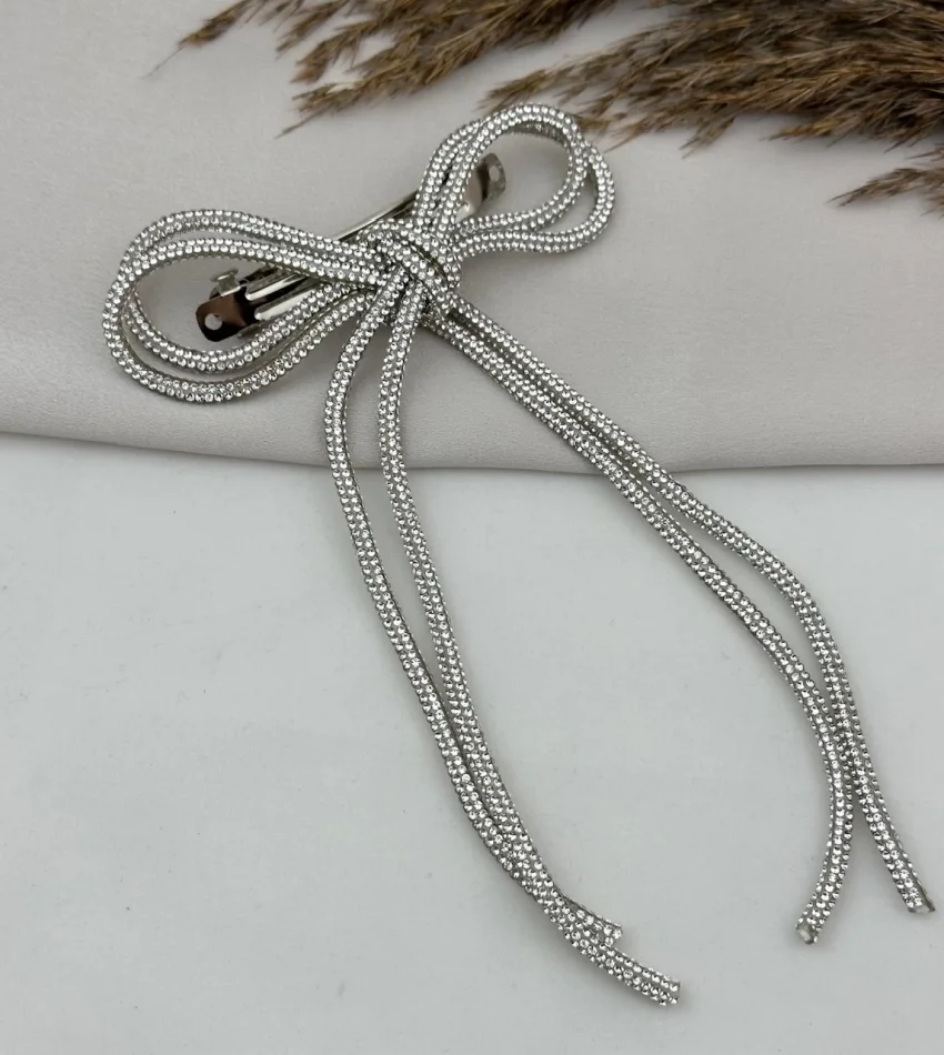 Gümüş Trend Taşlı Fiyonk Toka