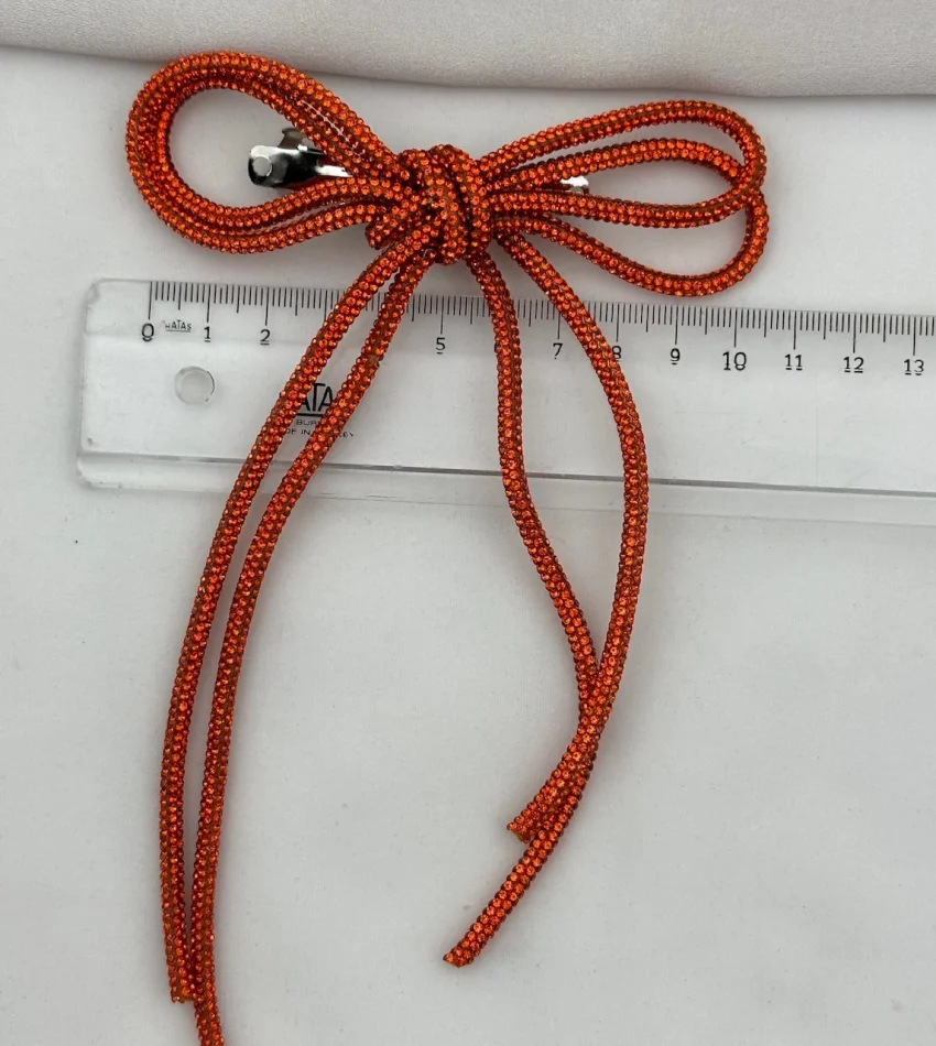 Turuncu Trend Taşlı Fiyonk Toka