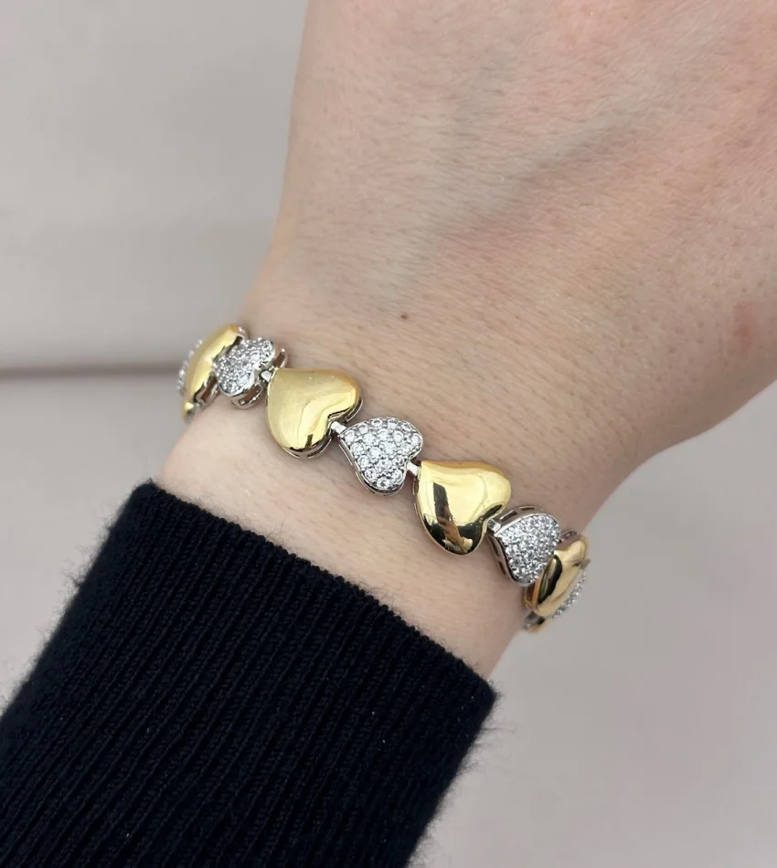 İthal VIP Kalpli Taşlı Bileklik