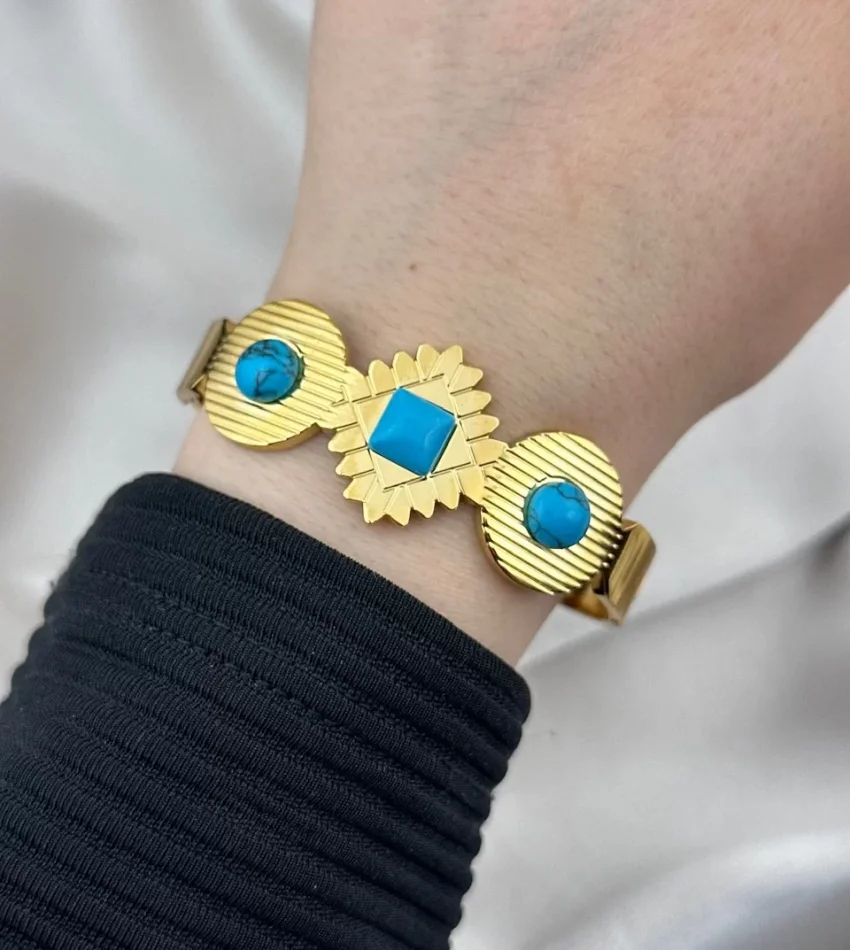 Mavi (Firuze) Taşlı Kelepçe