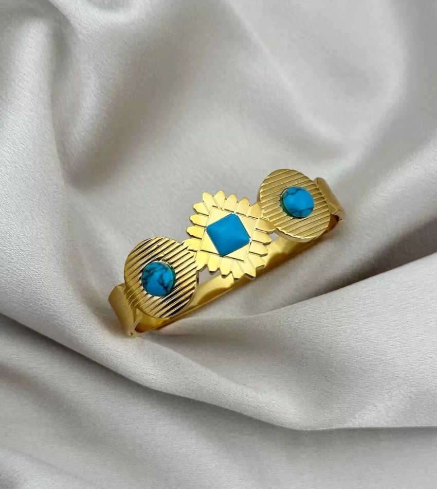 Mavi (Firuze) Taşlı Kelepçe