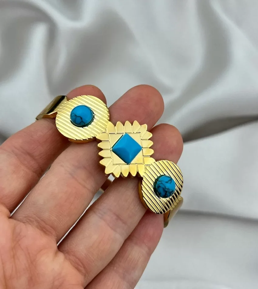 Mavi (Firuze) Taşlı Kelepçe