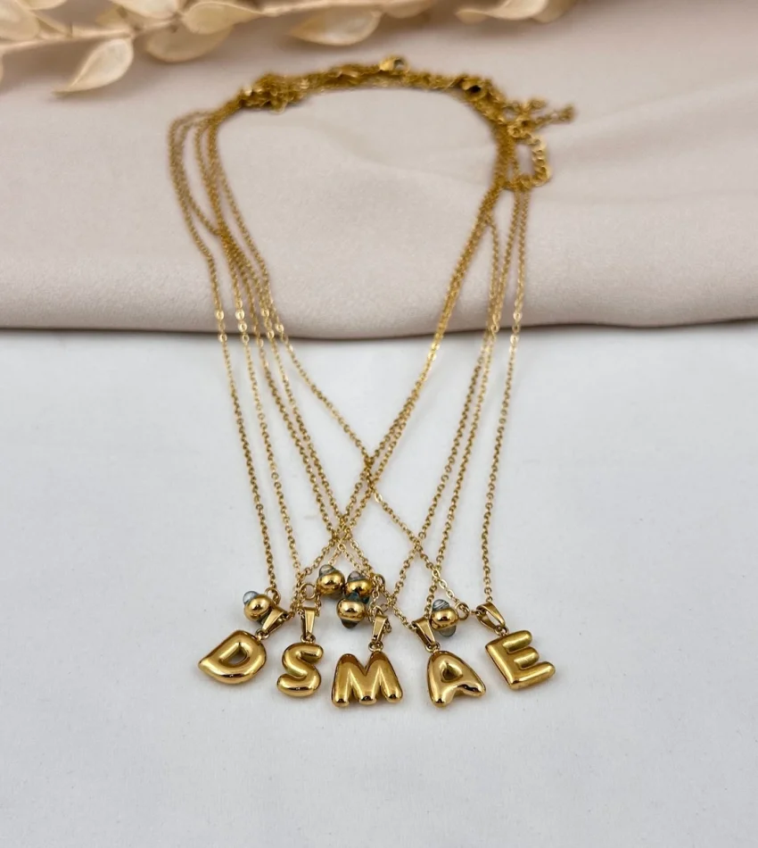 Minimal Nazarli Balon Harf Kolye