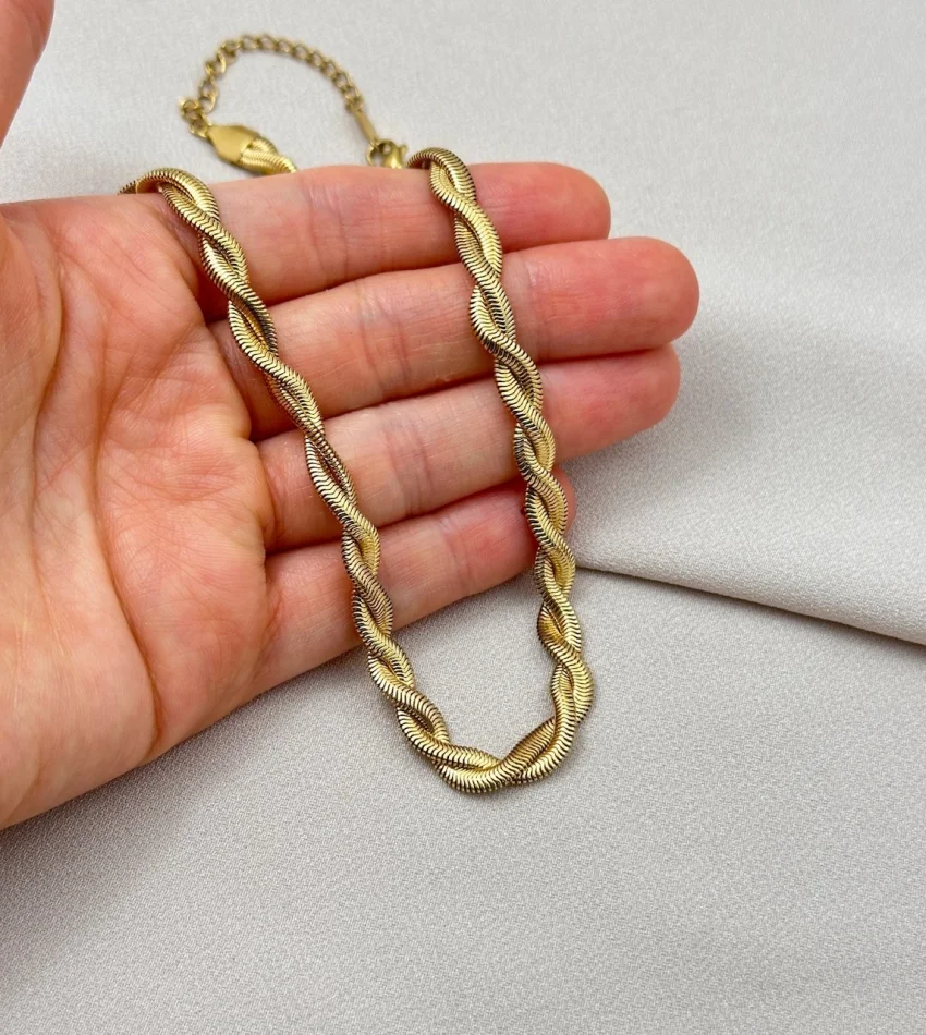 Örgü Ezme Zincir Kolye