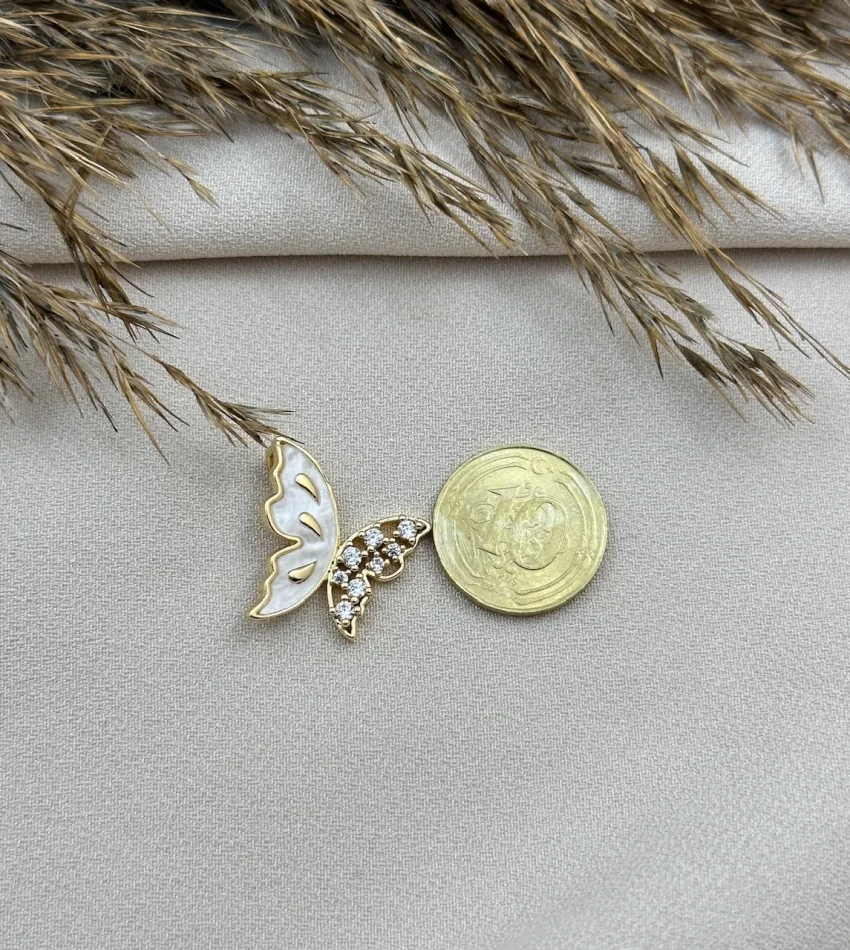 Sedefli Taşlı Kelebek Kolye Ucu